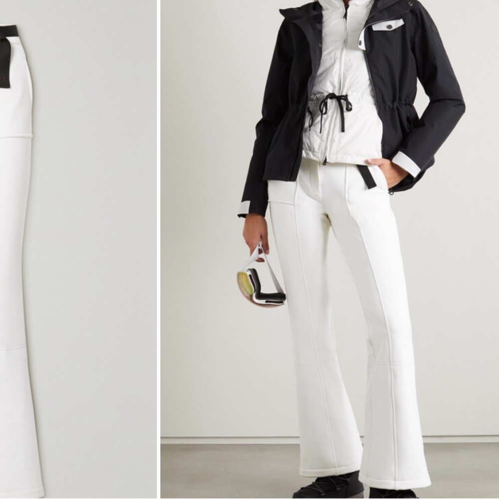 $628 Erin Snow Zola Ski Pants in White with Black Belt US4